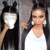 Perruque Lace Front Wig synthétique noire naturelle, cheveux lisses et doux, 13x6, sans colle, 10% de cheveux humains, fibre résistante à la chaleur pour femmes noires