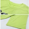 kuakuayu HJN Four Cherub Print Lime Light Green T Shirt Donna Summer Top LIGHT Green Streetwear Vintage Casual Oversize Tees 210306