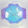 Transparent Creative Laser Iris Semi-automatique Rainbow Women Rain And Shine Parapluie à double usage