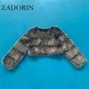 Zadorin Fashion Plus Size Dames Crop Top Faux Fox Bontjas Winter Dikke Fluffy Lange Mouw Korte Stijl Slanke Furry Fur Jacket 210928