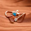 Wedding Rings Dainty Female Blue White Opal Jewelry Rose Gold Silver Color Thin For Cute Crystal Heart Open Engagement Ring4163011