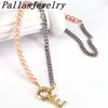 5pcs design rosa pärla med länkkedja bokstäver halsband för kvinnor mode smycken