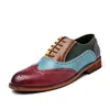 Dress Shoes Men Leather Fashion Colorful Brogue Oxfords Office Business Round Toe Groom Wedding Plus Size 48