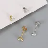 100% 925 sterling silver tre små cz zirkoner stud örhängen för kvinnor bröllopsfest födelsedag gåvor söta fina smycken