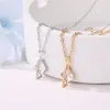 Koreansk Fashion Square Pendant Halsband Rhinestone Brass Clavicle Chain Kvinnor Helt Ny Party Present Halsband Smycken Partihandel