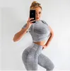 Tech Wear Tute Leggings senza cuciture Yoga Abiti sportivi T-shirt da donna Set da allenamento Tuta da palestra Fitness Abbigliamento sportivo Pantaloni allineati all'aperto Yogaworld Due pezzi Manica corta