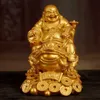 LUCKY Feng Shui Ornament Maitreya Figurine Soldi Fortuna Ricchezza Cinese Golden Frog Home Office Decorazione da tavolo 210728