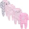 Kavkas 3 4 PCS/LOT BABYGIRL ROMPERS ROUPA DE BEBES LEADSLEEVE SUMMER SOFT COTTN BOYS BOYS NEW BORN BEBES衣類210315