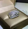 Luxury Brand 1.5 CT Lab Diamond Weeding Solid 925 Silver Wedding Set för Women Band Smycken Staplable Rings