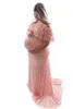 New Maternity Photography Prop Baby Shower Pregnant Dresses For Cowl Neck Fashion Lace Summer Dress Lady Evening Gown Vestidos G220309