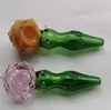 Glass Rose Shape Smoke Pipe 4.9 inch tobacco dry herb hand smokes dab rig smoking pipes