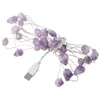 Christmas Decorations Natural Amethyst Lights Crystal String Raws Stones 30 LEDs With Remote Control Hanging Healing Reikis Ornaments