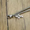 Double Strand Rolo Chain With Cross Charms Armband för män Stainls Steel Hummer Claw Clap Closure