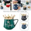 Queen of Everything Mug With Crown Lid and Spoon Ceramic Coffee Cup Gift for Girlfriend Wife K888