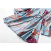 Satin pyjamas för kvinnor 3pcs pjs hemkläder kläder tryck blommig bomull damer sexig lös sömn nattkläder uppsättningar 210830