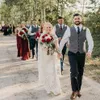 وودلاند رمادي العريس سترات الصوف متعرجة Tweed Groomsmen سترة رفيعة ملائمة لباس الملابس