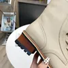 Top quality Beige Ankle Biker flats Boots for women luxury designers shoes block heel laceup booties Quest leather embossed logo 3410251