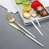 20 sztuk Złoty Zestaw obiadowy Zestaw Ze Stali Nierdzewnej Cutlery Lustro Srebro Nóż Widelec Spoon Tableware Flatware Zmywarka Sejf 210928