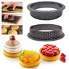 8pcs/set Non-stickTart Mold Tarte Ring Perforated Plastic Cutting Rings Mousse Circle Cutter DIY Baking Accessories 210225