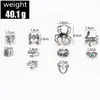 S2769 Fashion Jewelry Knuckle Ring Set för kvinnor överdrivna onda ögonhjärta groda spindel orm djur stapling ringar midi ringar set 10 st/set