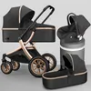 Kinderwagens # 3 In 1 Kinderwagen Kinderwagen Set Hoge Landschap Opvouwbare Kinderwagens Lederen Auto Kinderwagen Seat