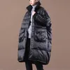 Ailegogo hiver femmes épais chaud 90% duvet de canard blanc longue Parka décontracté femme poche fermeture éclair neige Outwear vestes amples 210923