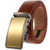 Bälten Super Brand Simple Casual Men's Belt Designer Luxury Brown Leather Högkvalitativ guldlegering Automatisk spänne 3.5 cm