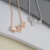 Europe America Fashion Style Lady Women 18K Gold Chain Necklace Engraved T Letter Bee Pendant 3 Color