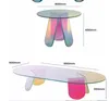 Ensembles de jardin Table basse en acrylique couleur arc-en-ciel, table d'appoint ronde en verre irisé Accent moderne TV pour décoration de chambre à coucher