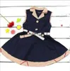 2021 여름 아기 소녀 드레스 민소매 스 플라이 싱 스트라이프 소녀 의상 키즈 옷 턴 다운 칼라 드레스 3 색
