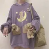 Harajuku lolita oso bebé gráfico sudadera mujeres kawaii ropa primavera de gran tamaño suelto grueso sudaderas con capucha largas tops colegiala 201103