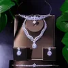 High Quality Cubic Zirconia 5pcs Jewelry Set Bridal Bridesmaid Wedding Luxury Necklace Set Necklace Earrings Bracelet Ring Crown H1022