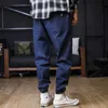 Plus Size Dżinsy Mężczyźni Luźne Joggers Streetwear Harem Jeans Cargo Spodnie Długość Długość Dżinsowe Spodnie 210622