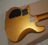 Toppkvalitet 5 sträng skräddarsydd musik man bongo 6hh metall gul färg aktiv pickup elektrisk gitarr