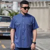 Plus grande taille 13XL 7XL 6XL 4XL hommes d'affaires décontracté à manches courtes chemise classique Imitation denim mâle robe sociale chemises bleu G0105