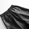 Plus Storlek S-PU Läder Shorts Kvinnors Höst Vinter Bermuda Elastisk Midja Lösa Five Points Läderbyxa Shorts 210306