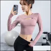 Outfit Yoga Supplies Sports Outdoorsyoga Draag Lange Mouwen Borst Hollow Top Womens Running Sneldrogend Fitness Kleding Drop Levering 2021