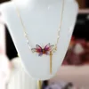 SINZRY handmade natural pearl epoxy craftsmanship shinning butterfly pendant necklaces creative jewelry