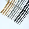 Moda jóias homens cadeia mulheres cadeias rocha braceletes de aço inoxidável hip hop vincer ouro prata prata cor preta 3mm, 5mm, 7mm, largura de 9mm