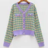Vintage Cardigans tricotés Pull pour femme Kawaii Tweed Pull Automne Hiver Coréen Rétro Pull Tricots Vêtements Tops 210810