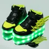 Ny USB-laddning Glödande sneakers Barn som kör Led Angel's Wings Kids With Lights Up Lysous Shoes Girls 'Boys Shoes 210303