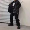 IEFB / Herrenbekleidung 2022 Frühlingsmode Streetwear Schwarzes PU-Leder Oversize-Jacke Lose Reißverschluss Koreanischer Hip-Hop-Mantel 9Y1188 211222