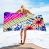 Nova Tie Dye Beach Towel Square 150 * 75 cm Toalhas Tecido Material Rainbow Fibra Superfina Absorção de Água Tampa para Adulto Ewe7618