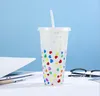 크리 에이 티브 러브 컬러 변화 텀블러 머그잔 컵 240oz / 710ml PP 음료 콜드 블루 플라스틱 물 단일 strawmanufacters 과정