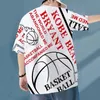 Heren T-shirts Lente T-shirt Puur Katoen Gedrukt Hiphop Basketbal Letters Casual Korte Mouw Losse Jeugd Mannelijke Mode Comfortabele T-stukken T