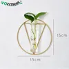 Nordic Glass Flower Pot Orchid Vase Indoor Decorative Plant Pots Hydroponic Wall Hanging Planters Iron Gold Planter Y200709