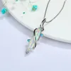 Pendentif Colliers Vintage Femelle Blanc Opal Collier De Mariage Rose Or Argent Couleur Pour Femmes Mignon Cristal Feuille Chaîne