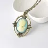 The Vampire Diaries Katherine Head Blue Cameo Vintage Antique Bronze Necklace Fashion Retro Jewelry For Men And Women Whole