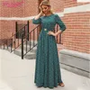 S.Flavor Spring Women Floral Printed Long Dresses Elegant 34 Sleeve Boho Maxi Vestidos Femme Casual Bohemion Women Dress 210303