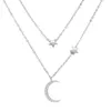 Christmas gift moon star necklace double layer chain layer 100% 925 sterling silver lovely classic moon star design jewelry Q0531